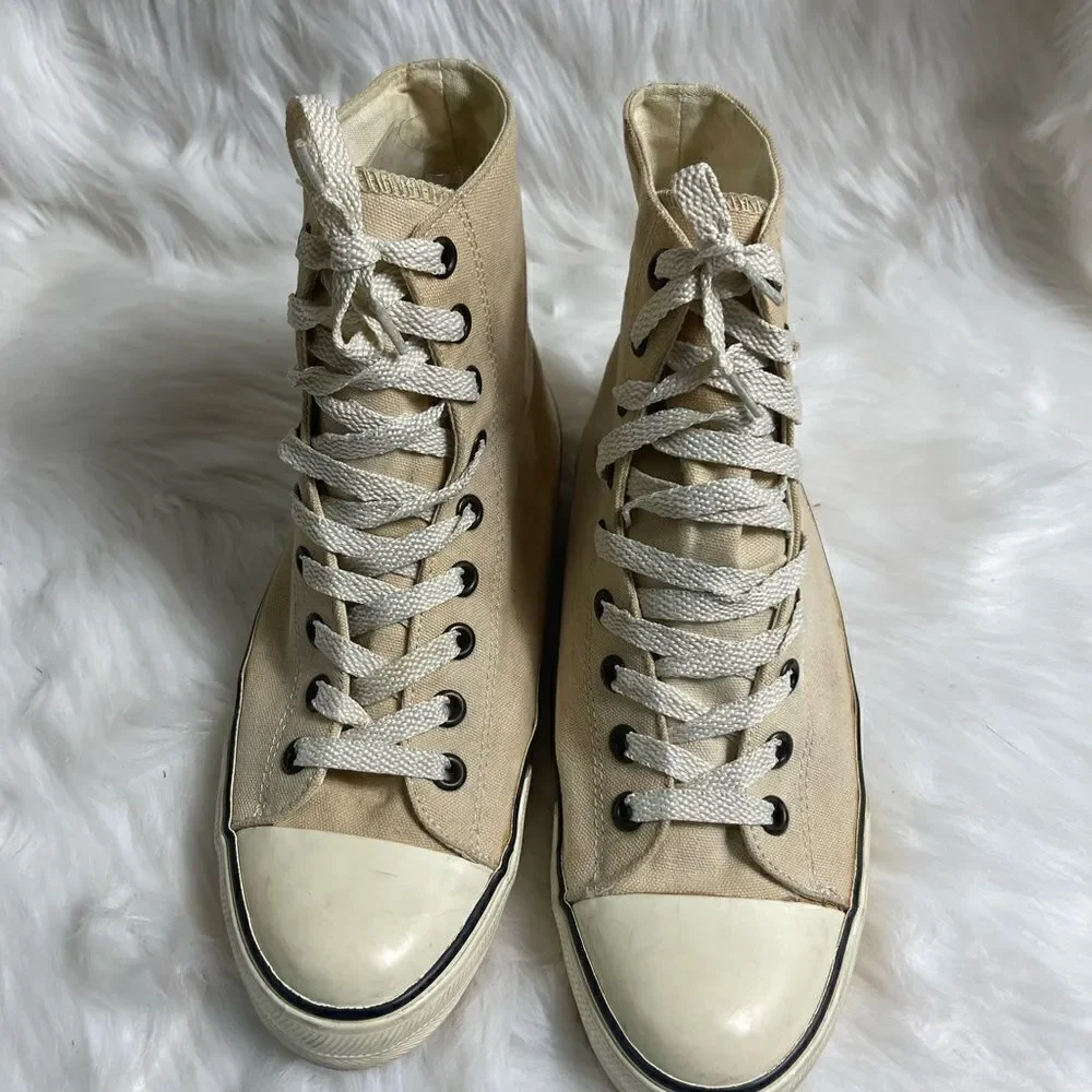 Juicy couture beige and gold canvas lace up sneakers size10